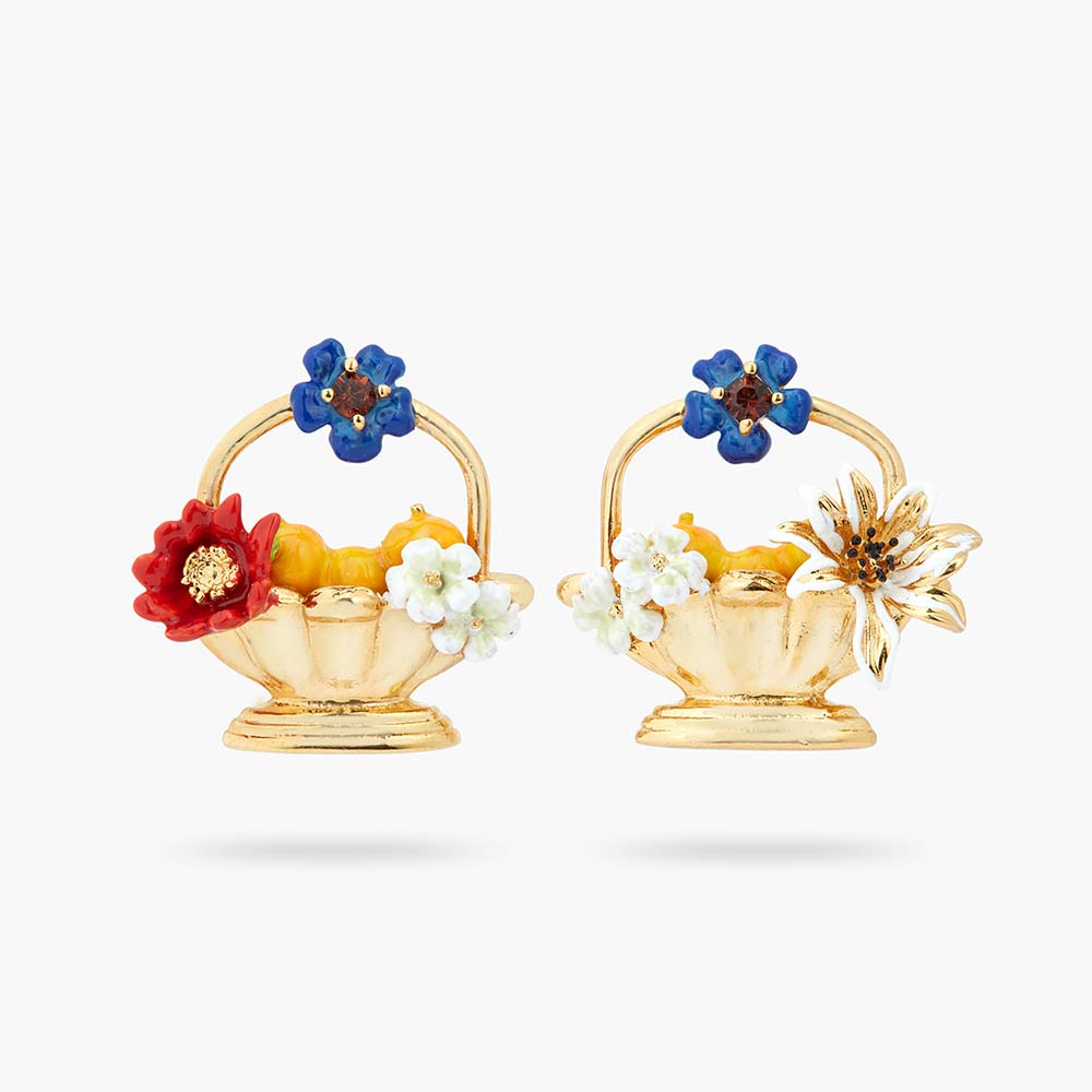 バスケットフルーツとお花のアシンメトリーピアス – PLAISIR TOKYO