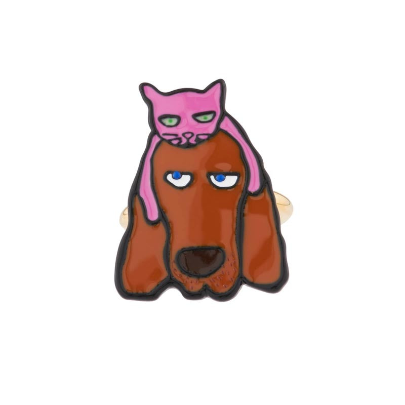 バセットハウンドとピンクの猫のリング – PLAISIR TOKYO
